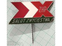 16060 Badge - Victory Salute Poland - bronze enamel