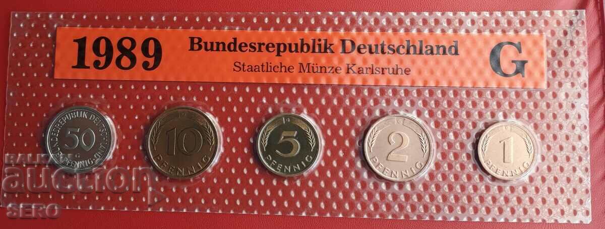 Германия-СЕТ 1989 G-Карлсруе от 5 монети
