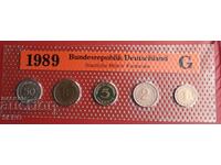 Germania-SET 1989 G-Karlsruhe de 5 monede