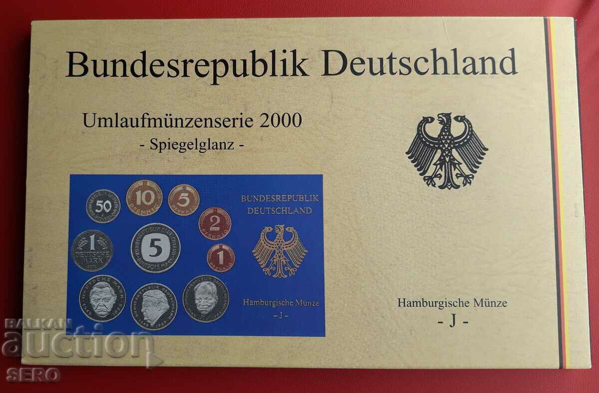 Germany-SET 2000 J-Hamburg-10 coins-matt-gloss
