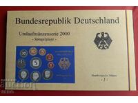 Γερμανία-ΣΕΤ 2000 J-Αμβούργο-10 νομίσματα-ματ-γυαλιστερό