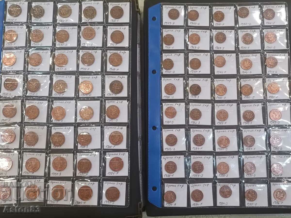Super collection German 1 and 2 pfennig