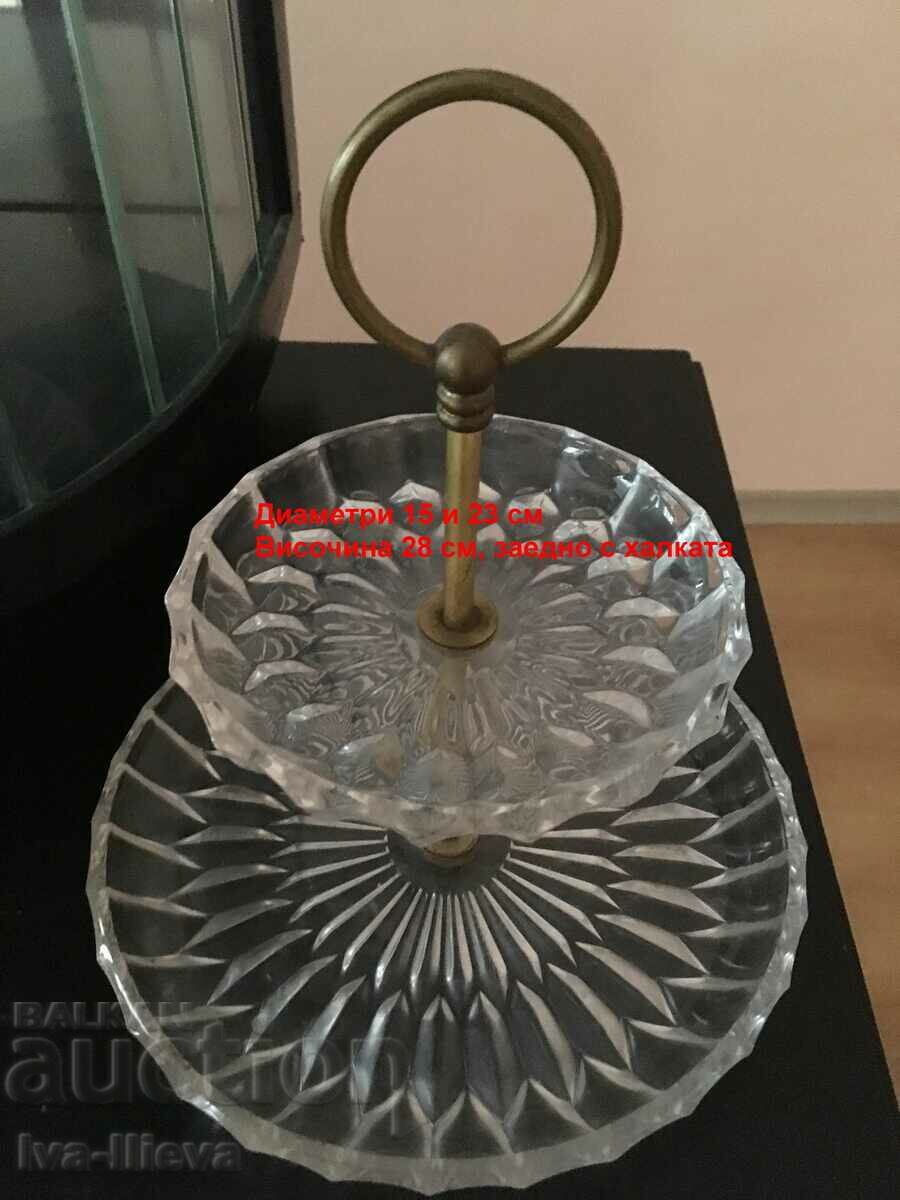 Crystal serving plate on two levels