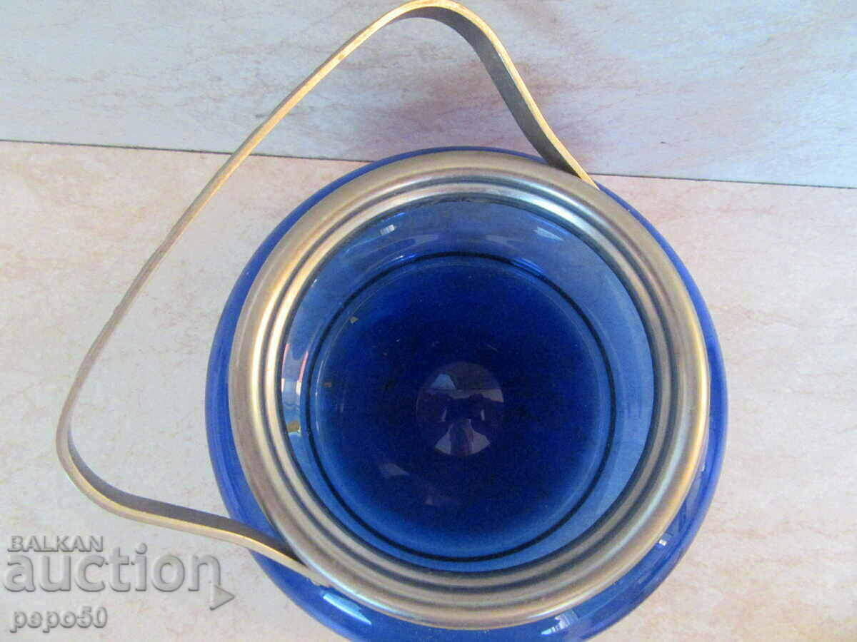 Auction  BLUE GLASS SUGAR BOWL FROM THE USSR TIME