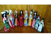 Wooden dolls in costumes, 10 pieces 33-40 cm