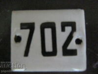 ENAMELED MINI SIGN "702" - 4.8 x 4 cm.