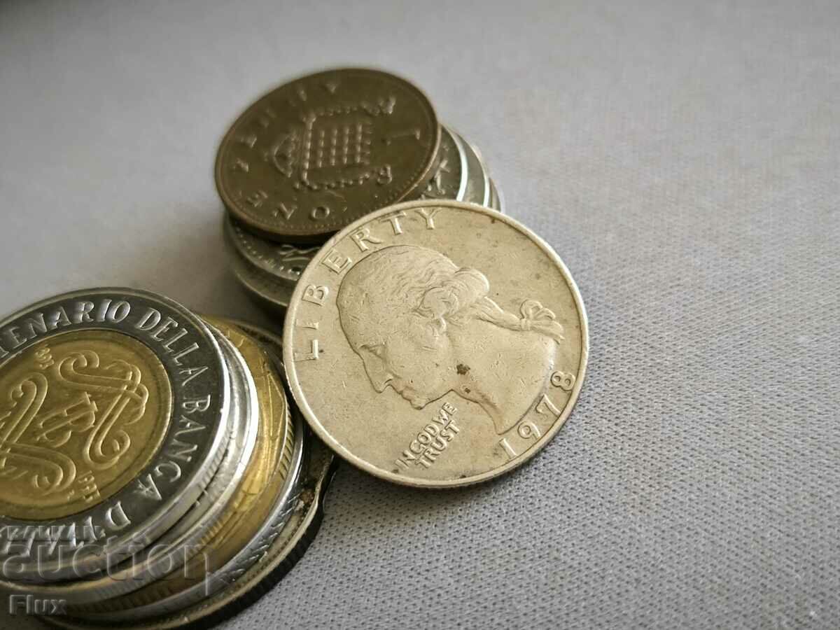 Κέρμα - ΗΠΑ - 1/4 (τέταρτο) δολάριο | 1978 με τιμή 1.80 BGN | € 0.92 Κέρμα - ΗΠΑ - 1/4 (τέταρτο) δολάριο | 1978 με τιμή 1.80 BGN | € 0.92