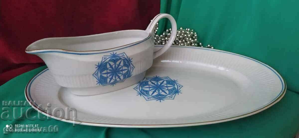 IZIDA Large platter and sauce boat - Bulgarian porcelain