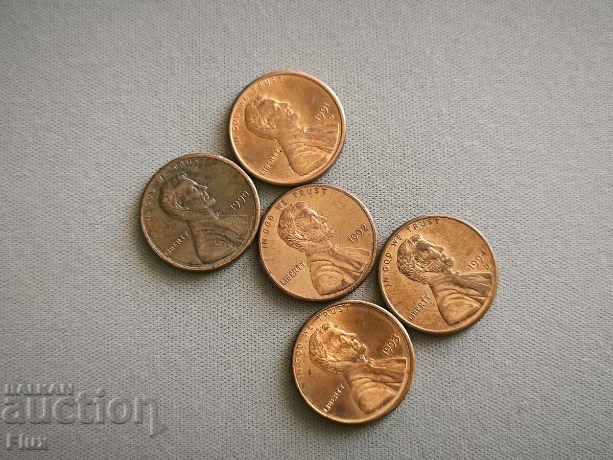 Coin Lot - USA - 1 Cent | 1990 - 1994 with price 2.50 BGN | € 1.28 Coin Lot - USA - 1 Cent | 1990 - 1994 with price 2.50 BGN | € 1.28