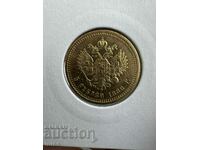 Златна Монета Русия 5 Рубли 1888г. Александър III