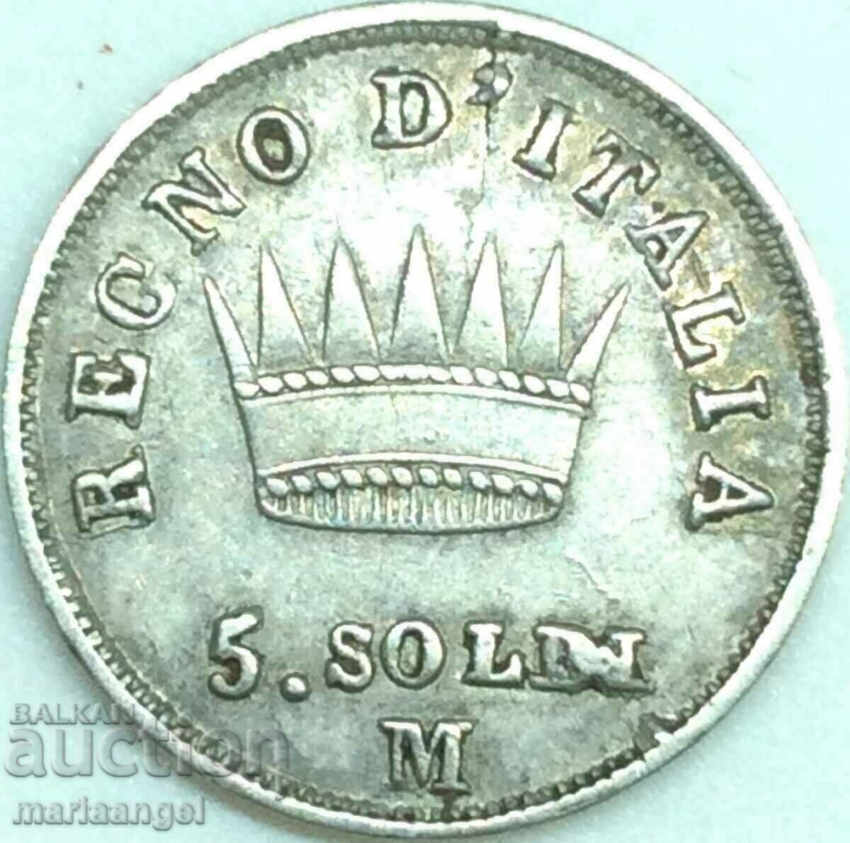 Napoleon 5 Soldi 1813 Italy M - Kingdom of Milan 1804-1814