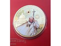Ватикана-голям и красив медал 2014-позлатен с 1 кристал