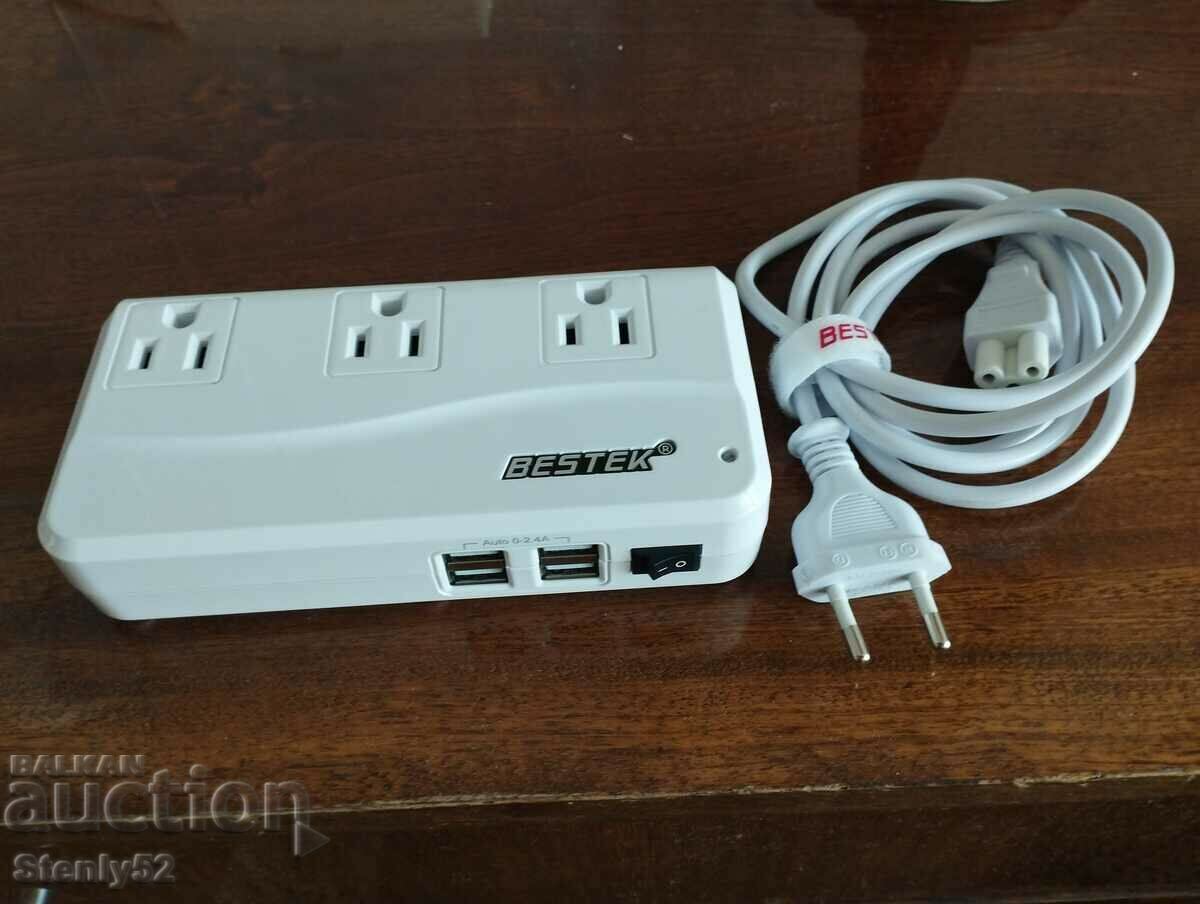 Travel converter adapter "Bestek" phones laptops tablets.