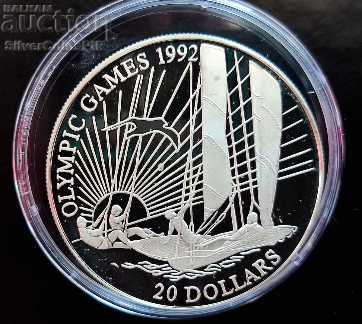 Сребро 20$ Ветроходство Олимпиада 1992 Кирибати