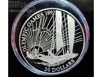 Silver $20 Sailing Olympics 1992 Kiribati