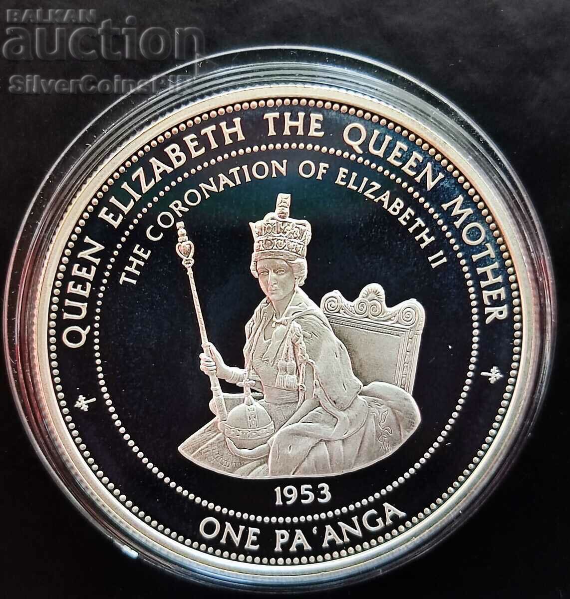 Silver 1 Paanga Coronation of Elizabeth II 1996 Tonga