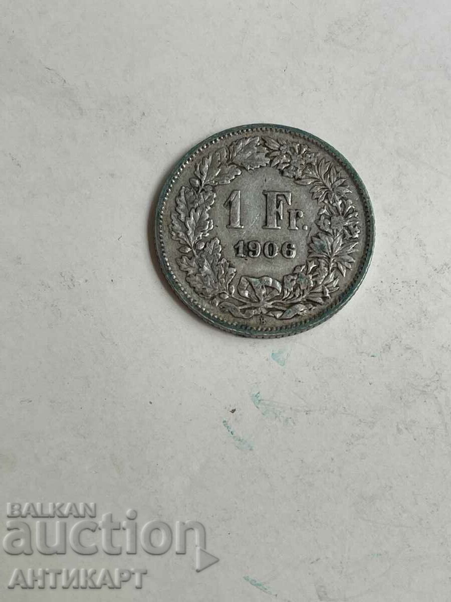 ασημένιο νόμισμα 1 φράγκου ασήμι Ελβετία 1906