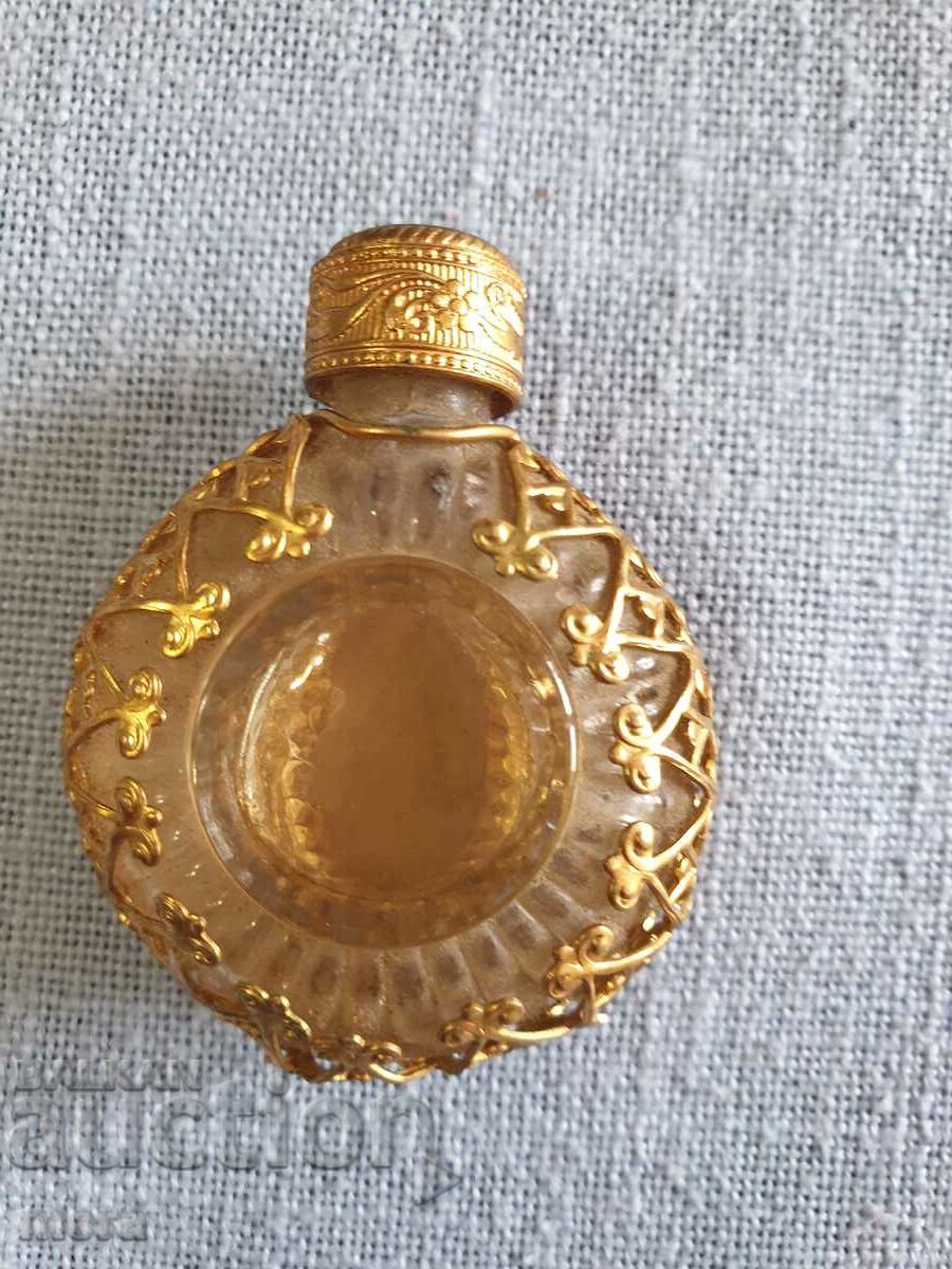 Licitație Sticla de parfum frantuzeasca antica cu garnituri metalice si aurire