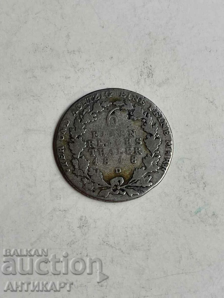 сребърна монета 1/6 талер Германия 1818 Prussia