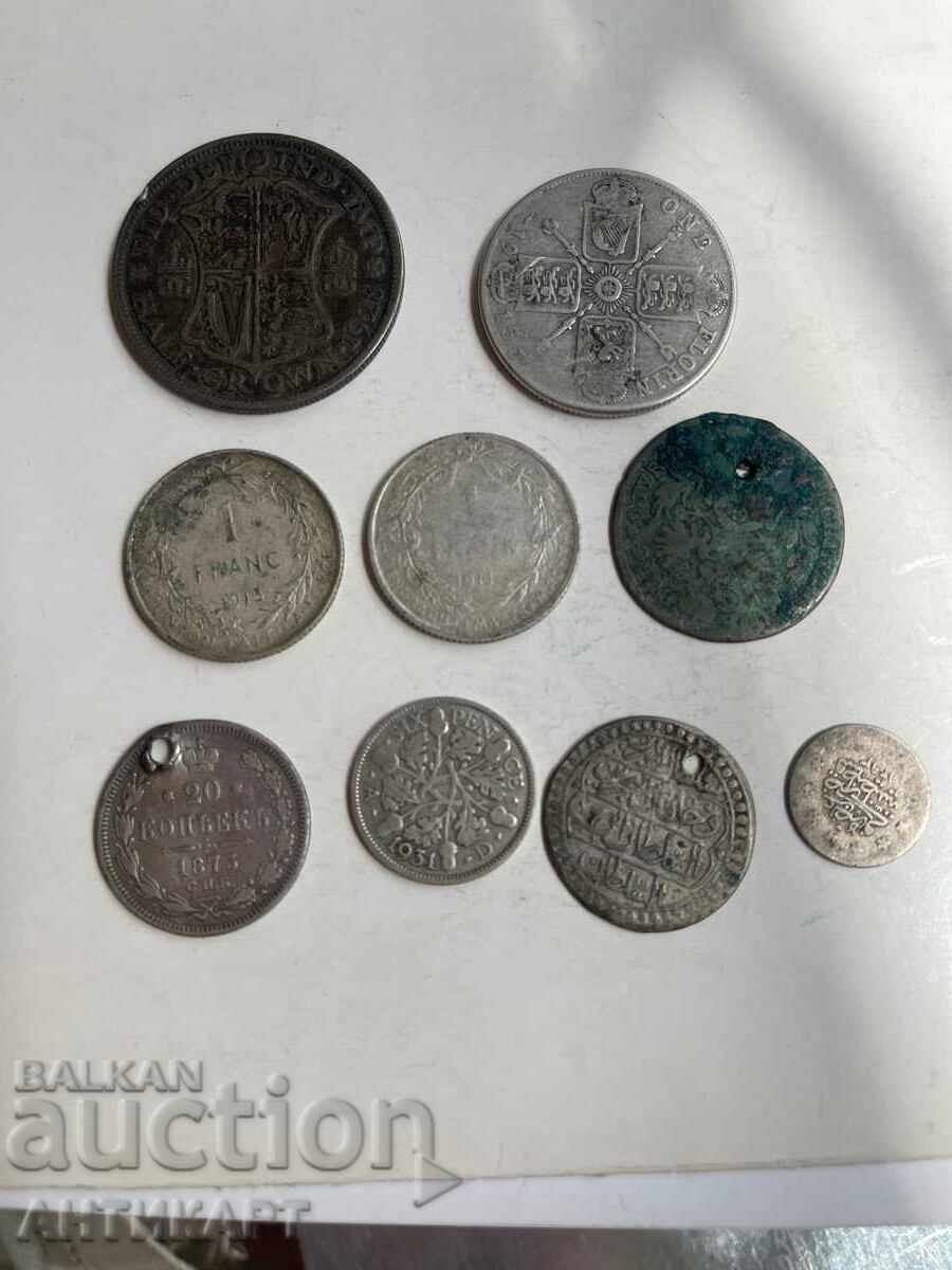 9 ασημένια νομίσματα Αγγλία Βέλγιο Ρωσία Τουρκία