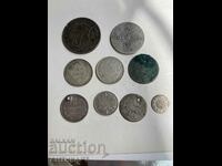 9 silver coins England Belgium Russia Turkey