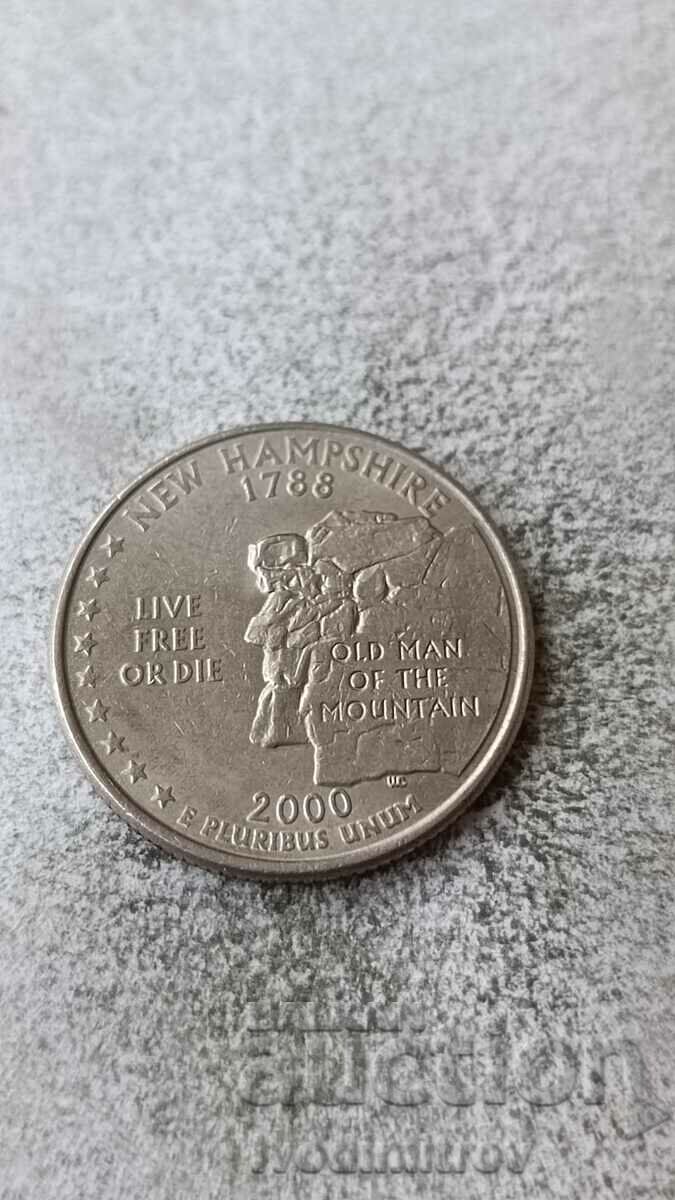 25 de cenți SUA 2000 P New Hampshire