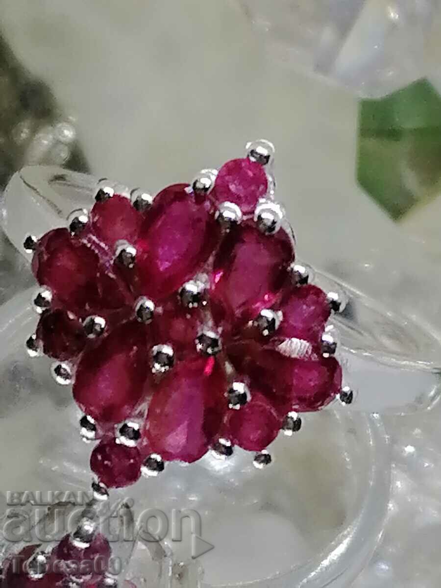 Fine silver ring with a ruby