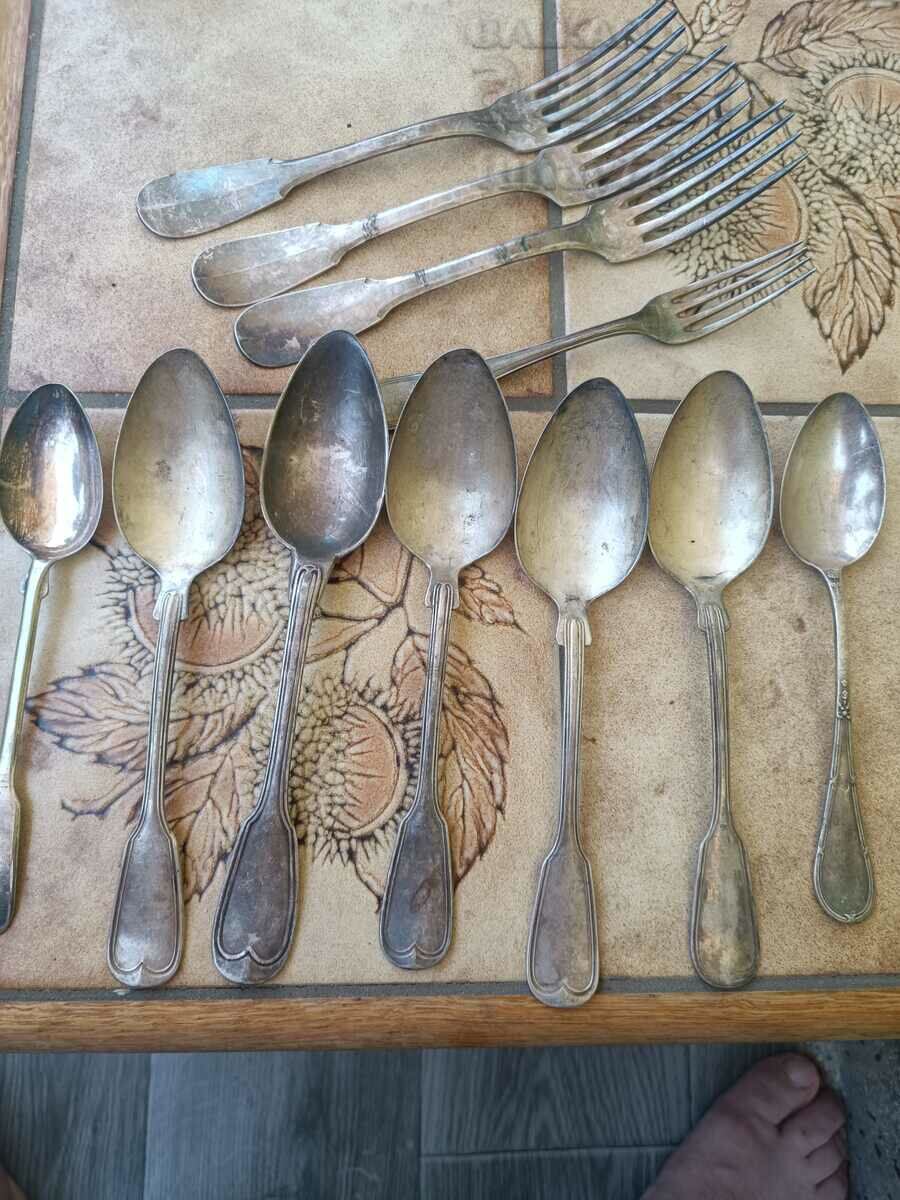 ❗Antique Deep silver plated large utensils 11 pcs ❗