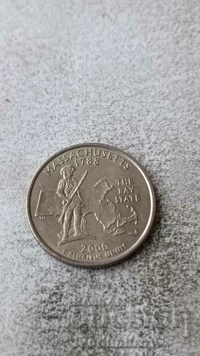 САЩ 25 цента 2000 P Massachusetts