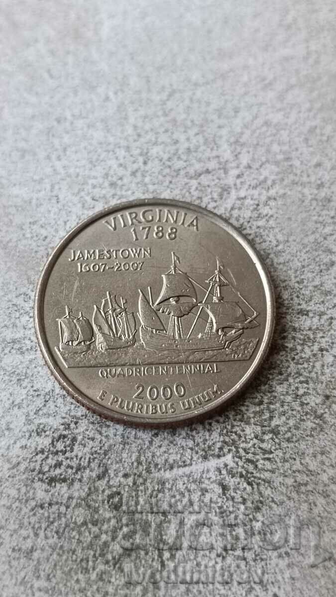 САЩ 25 цента 2000 P Virginia