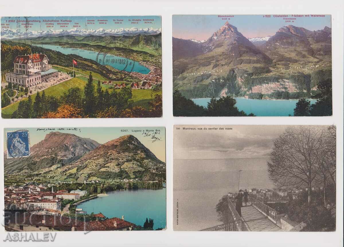 Auction Lot of 8 maps of Switzerland traveled 1907-32 Auction Lot of 8 maps of Switzerland traveled 1907-32