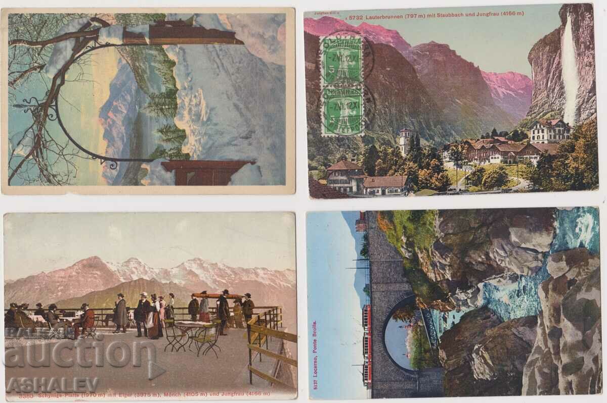 Lot of 8 maps of Switzerland traveled 1907-32