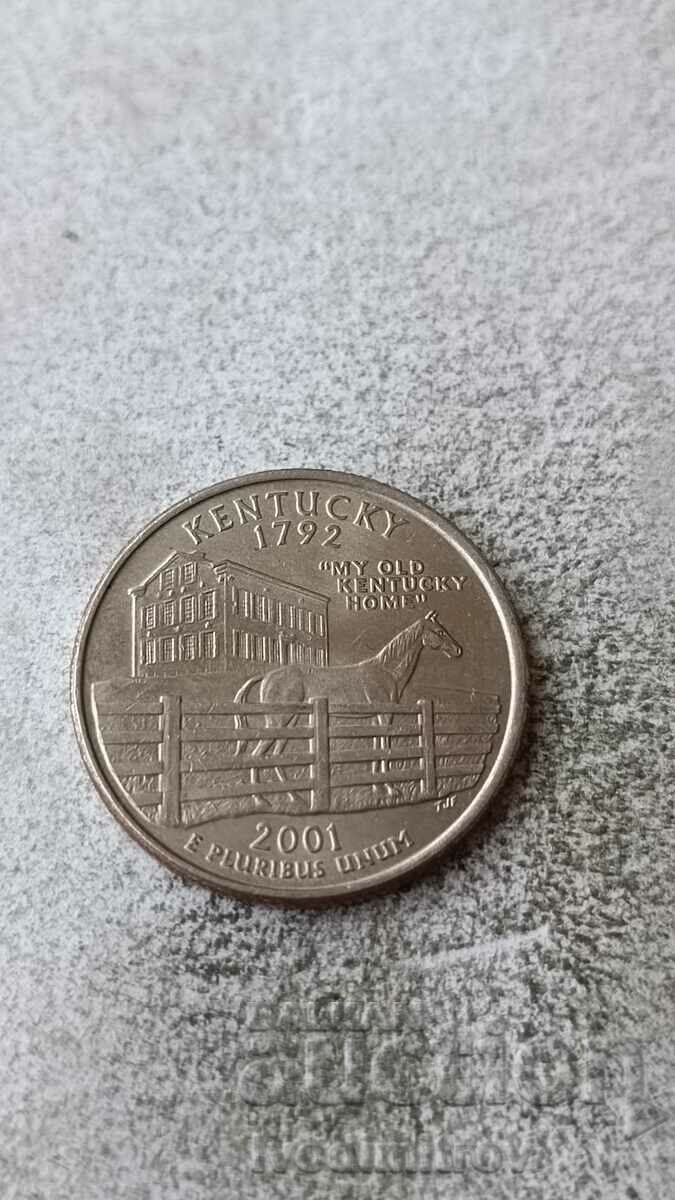 Ηνωμένες Πολιτείες 25 σεντς 2001 Π Κεντάκι