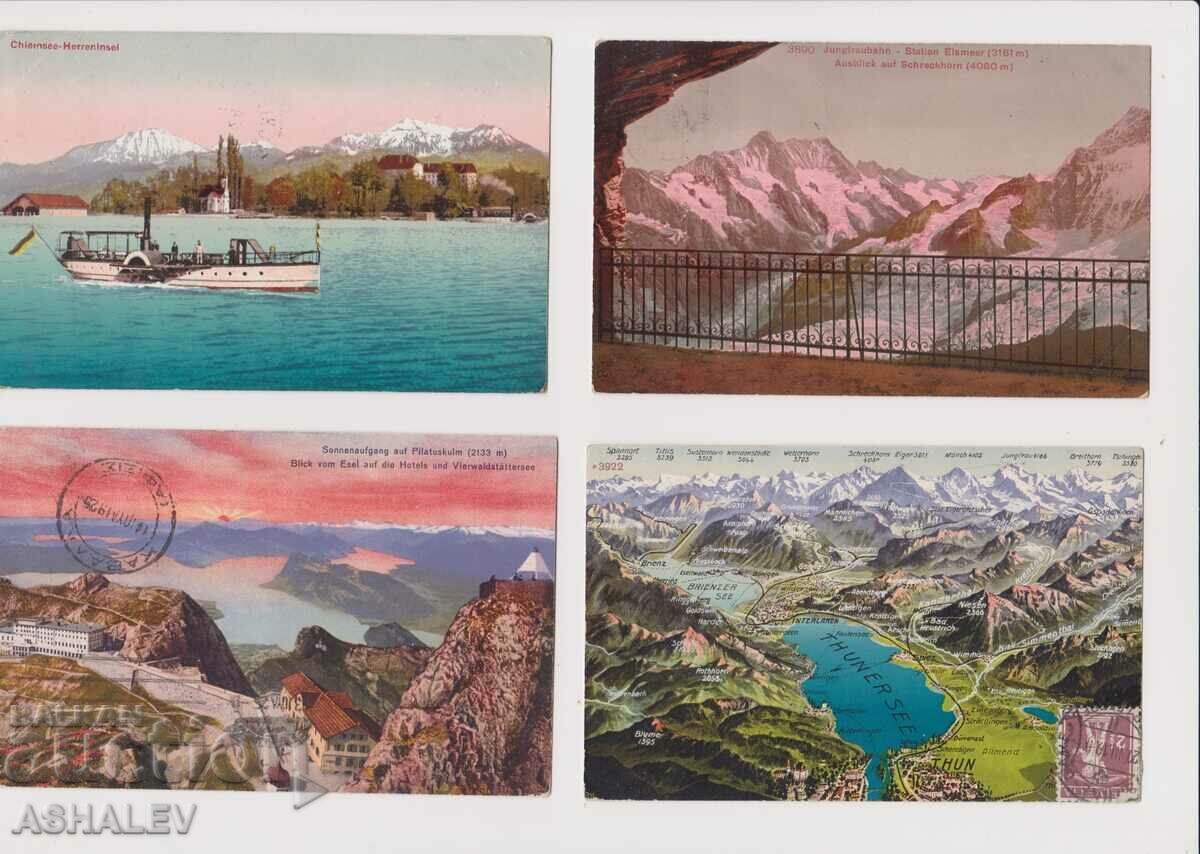 Auction Lot of 8 Switzerland maps traveled 1908-31 Auction Lot of 8 Switzerland maps traveled 1908-31