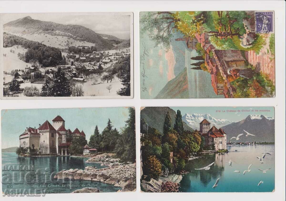 Lot of 8 Switzerland maps traveled 1908-31