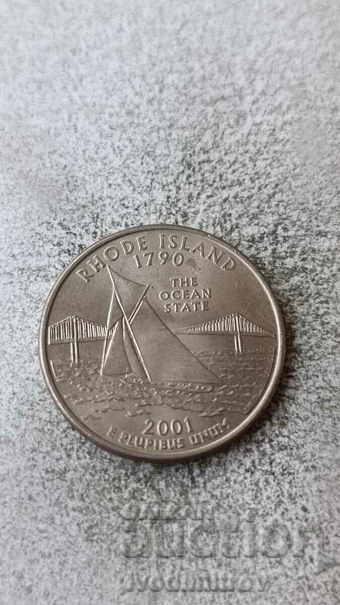 САЩ 25 цента 2001 P Rhode Island