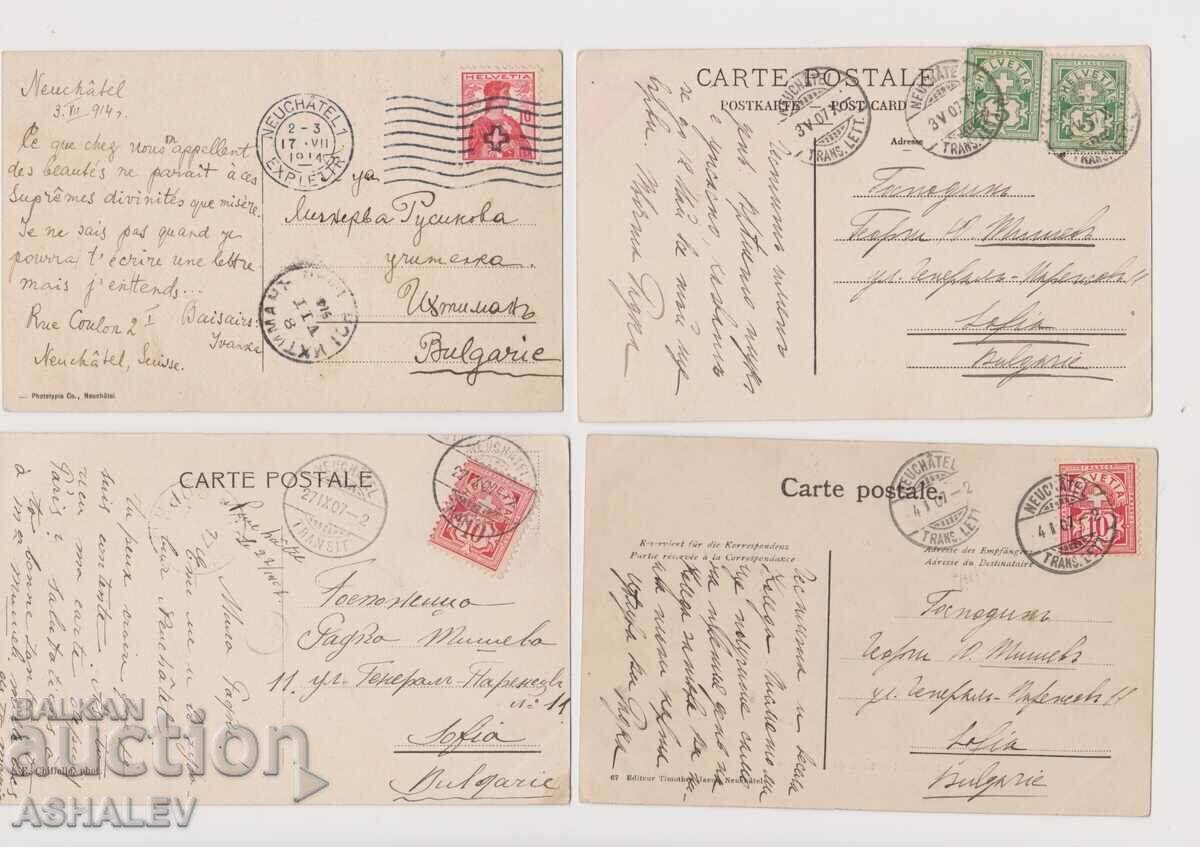 Lot of 4 cards Switzerland traveled 1907 with price 15.00 BGN | € 7.67 Lot of 4 cards Switzerland traveled 1907 with price 15.00 BGN | € 7.67