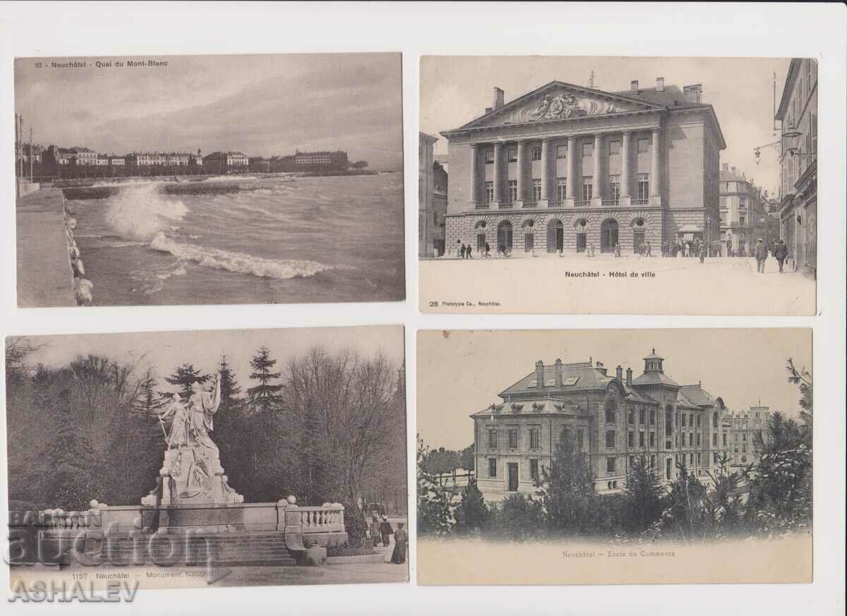 Lotul de 4 cărți a călătorit Elveția în 1907