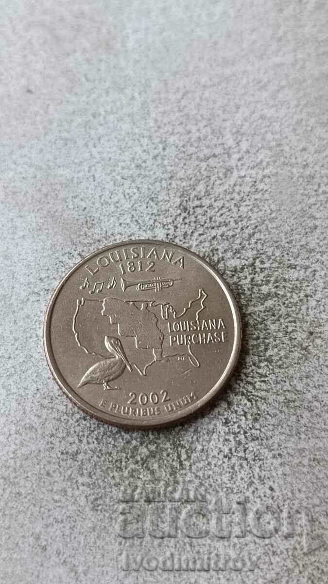 SUA 25 de cenți 2002 P Louisiana