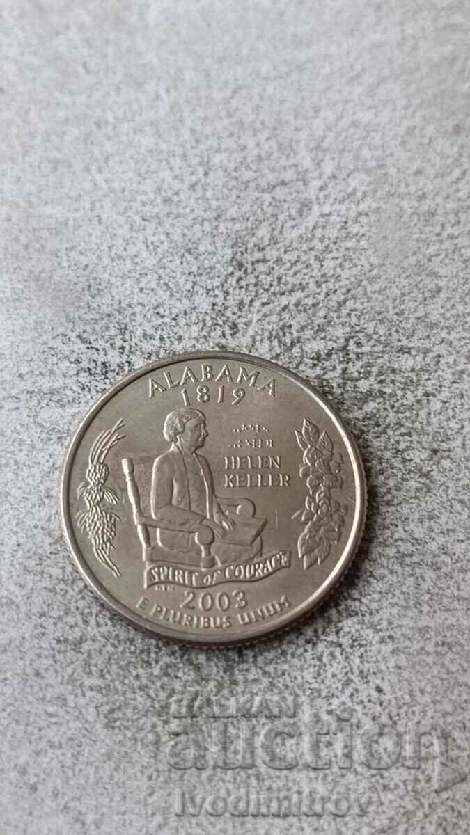 USA 25 cents 2002 P Alabama