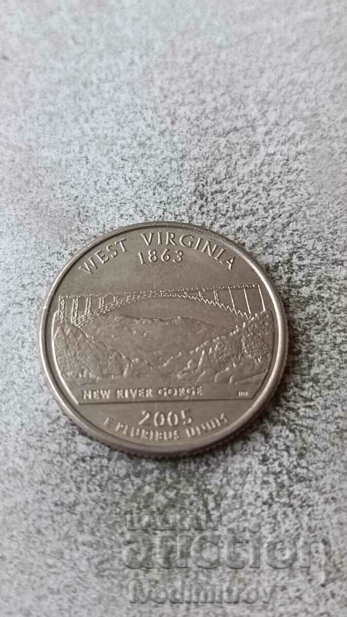 SUA 25 de cenți 2005 P West Virginia
