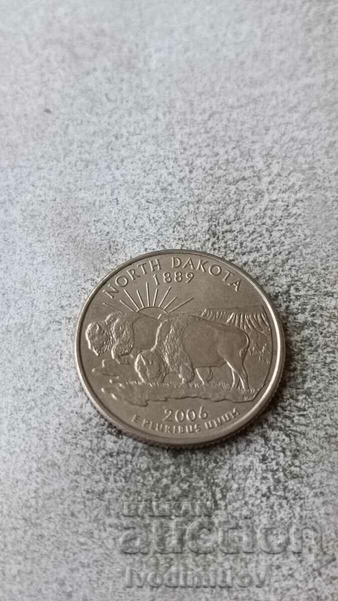 USA 25 cents 2006 P North Dakota