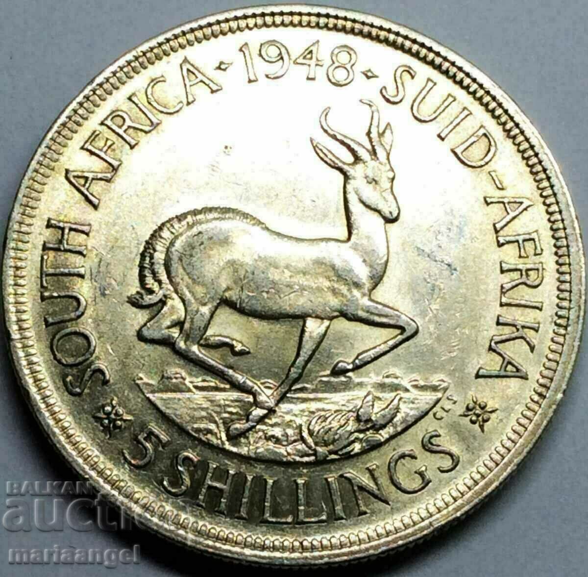 South Africa 5 Shillings George VI Thaler 1948 Gold Patina