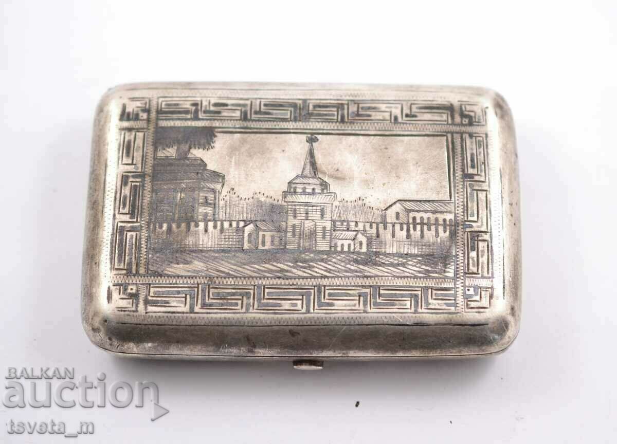 Silver snuff box 117 g. 875 BC with niello - Russian Empire with price 295.00 €