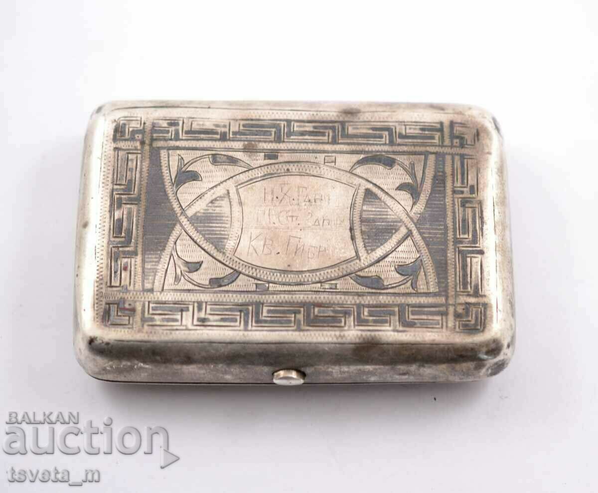 Auction  Silver snuff box 117 g. 875 BC with niello - Russian Empire