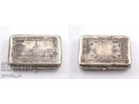 Silver snuff box 117 g. 875 BC with niello - Russian Empire