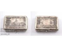 Сребърна табакера 117 гр. 875 пр. с ниело -  Руска империя