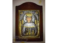 Icon of St. Irina Greece, silver-plated metal fittings