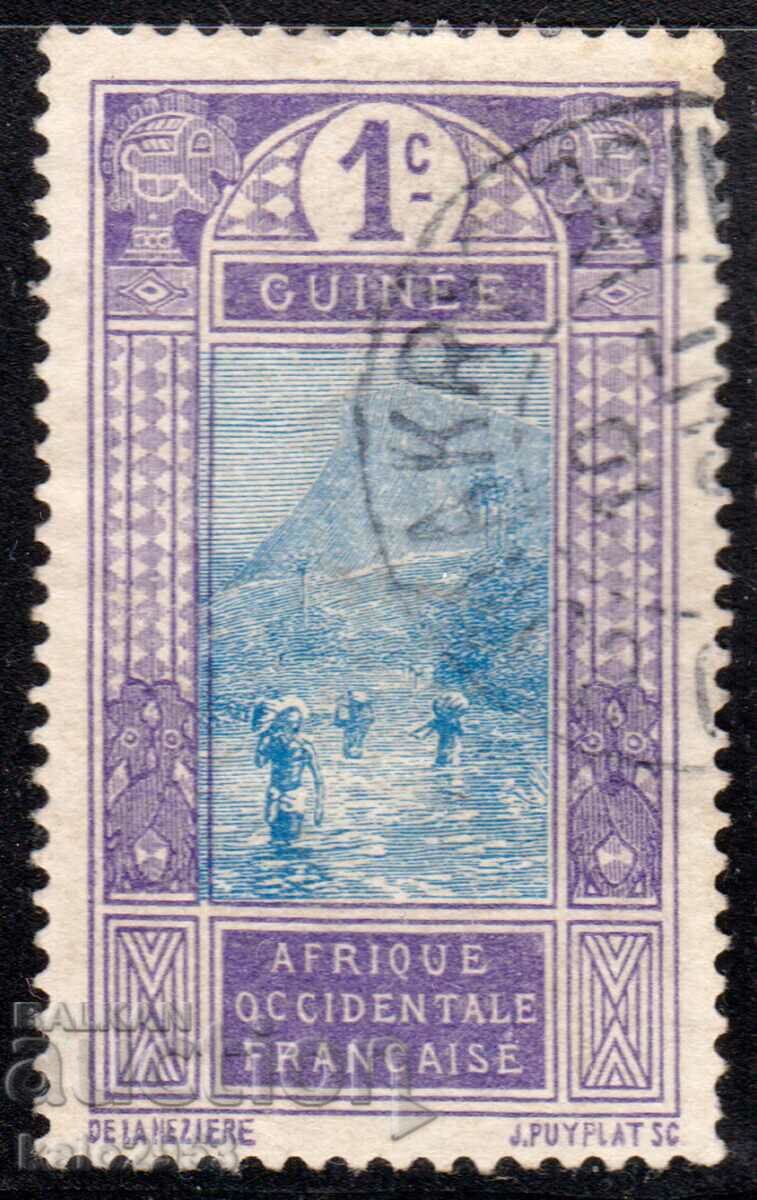Guineea Franceză -1913-Traversare regulată a râului, timbru poștal
