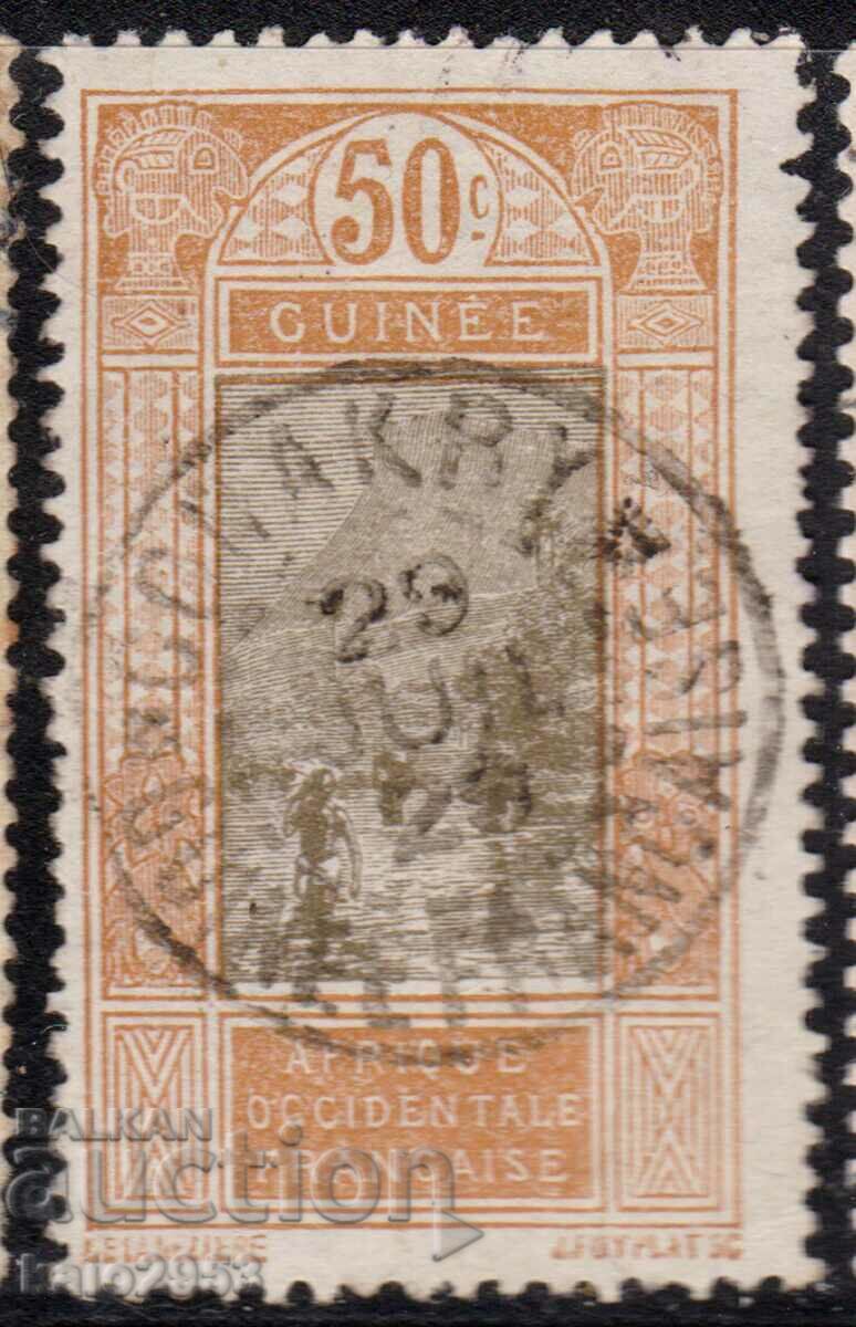 Френска Гвинея -1913-Редовна-пресичане на река,клеймо